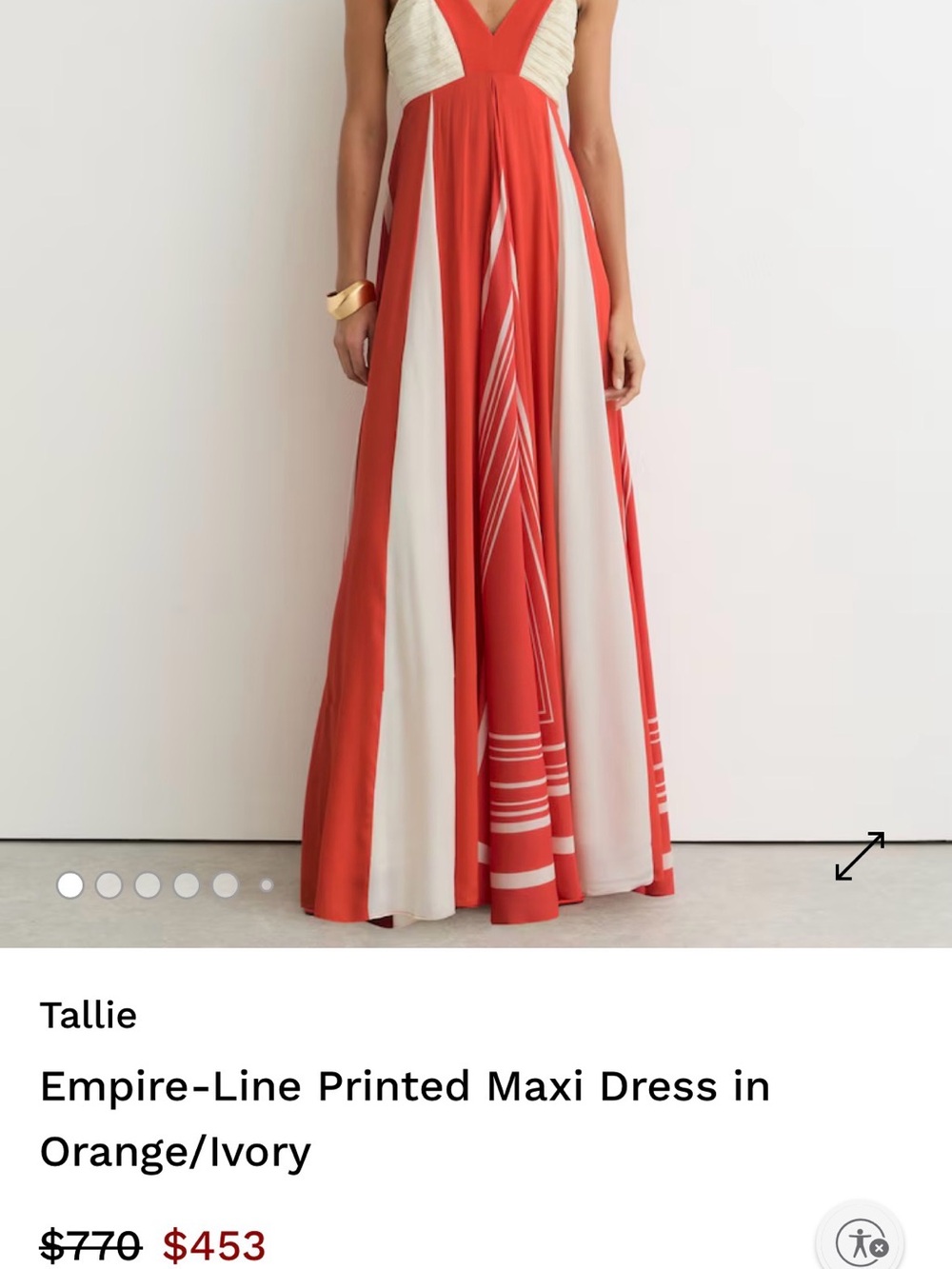 Reiss Coral and Ivory Panelled V‑Neck Maxi Dress